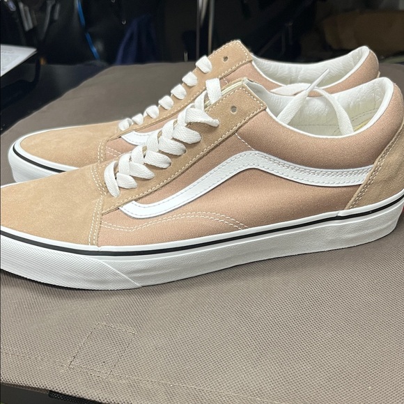 Vans Men's Old School Taupe and White Sneakers - Picture 1 of 6